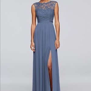 David’s Bridal Steele Blue Bridesmaid Dress
